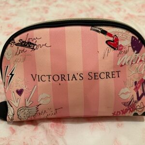 Victoria's Secret Striped Pink Cosmetic Case